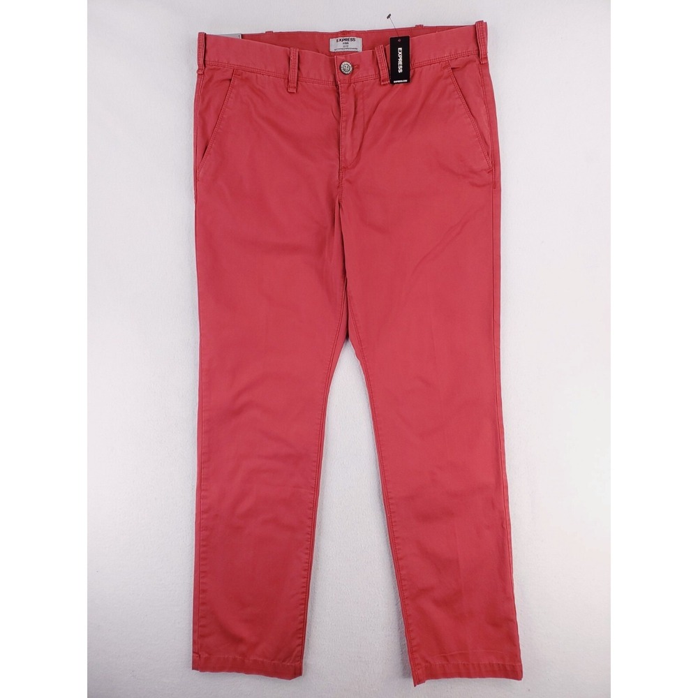 Express Pants Mens 33x32 Pink Finn Slim Straight Chino Lightweight Twill Pockets